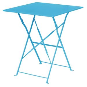 Bolero Pavement Style Square Steel Table Seaside Blue 600mm - GK985  - 1