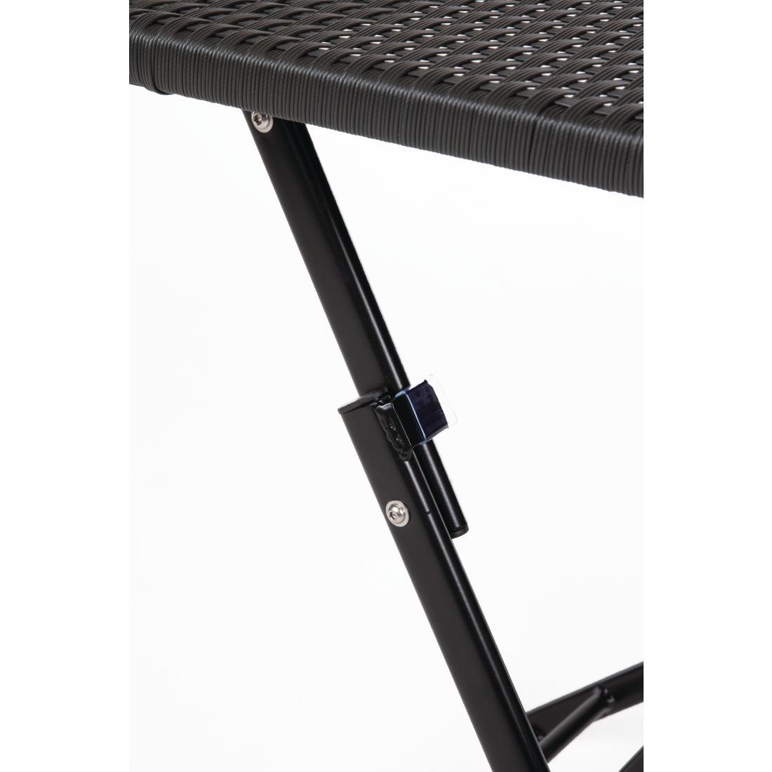 Bolero Square PE Wicker Folding Table Black 600mm - GL302  - 6