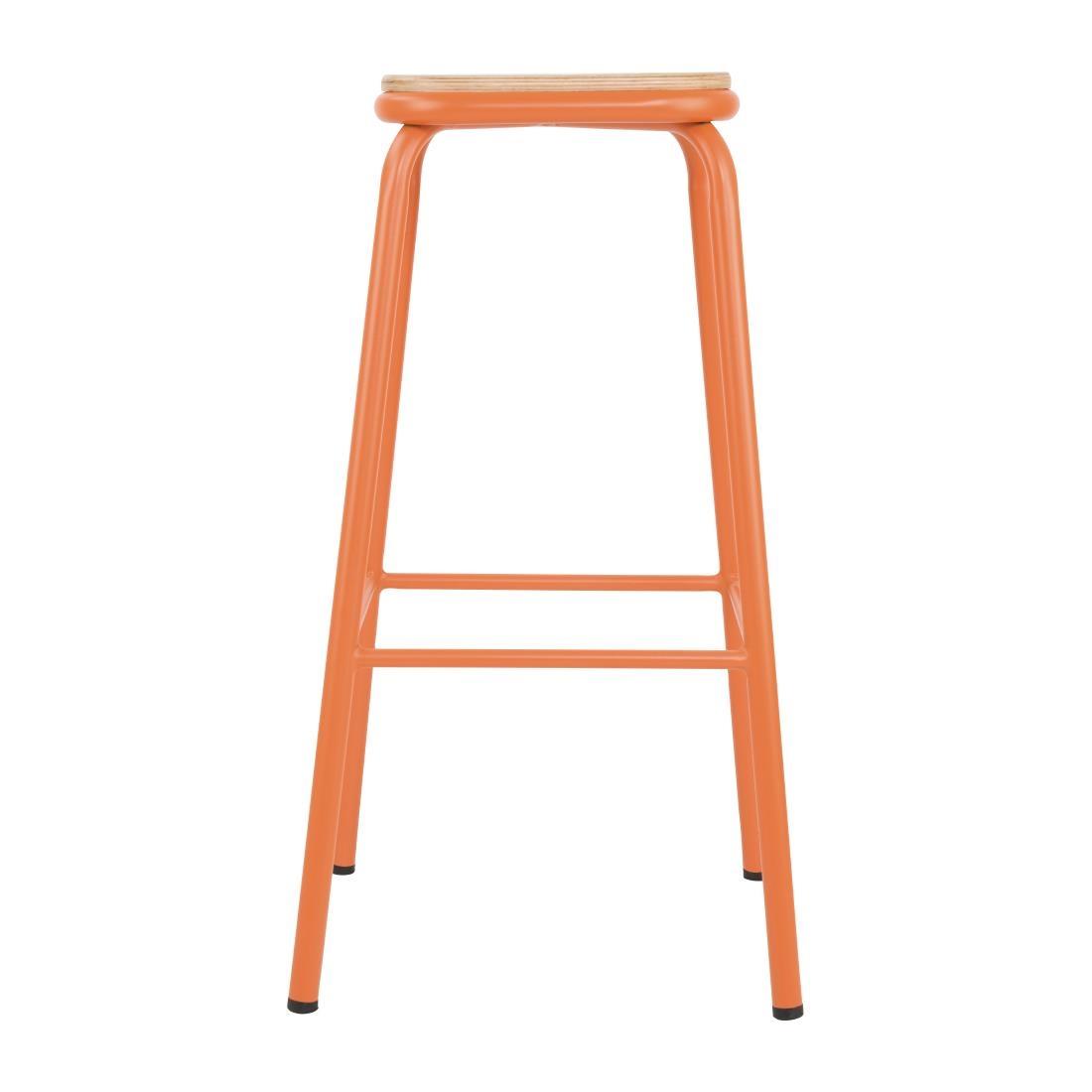 Bolero Cantina High Stools with Wooden Seat Pad Orange (Pack of 4) - FB940  - 2