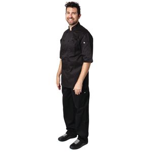Chefs Works Montreal Cool Vent Unisex Short Sleeve Chefs Jacket Black XS - B054-XS  - 1