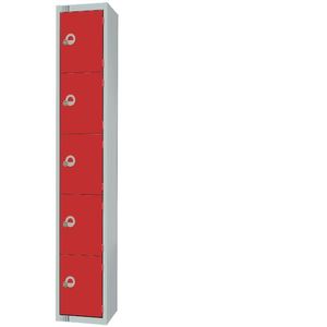 Elite Five Door Coin Return Locker with Sloping Top Red - CG618-CNS  - 1