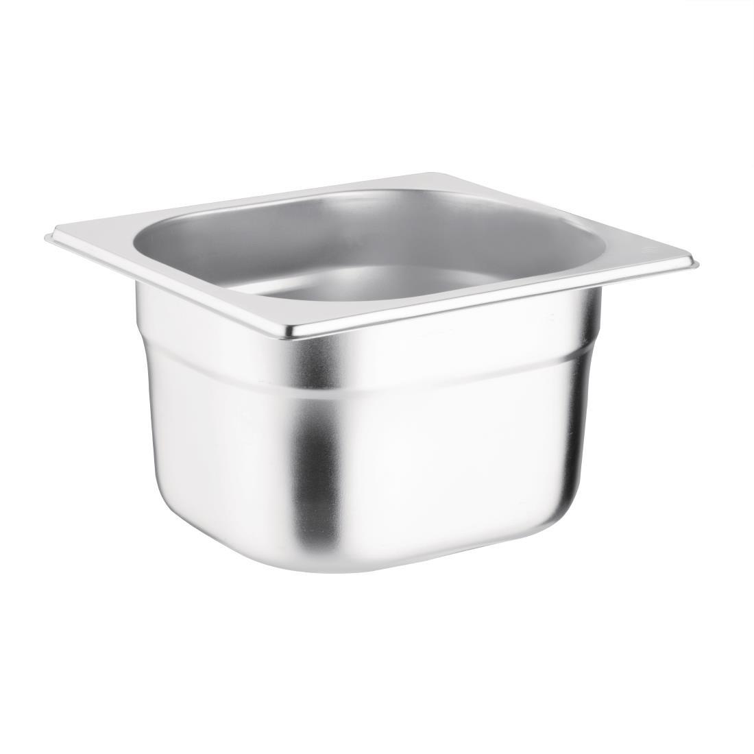 Vogue Stainless Steel 1/6 Gastronorm Pan 100mm - K991  - 1