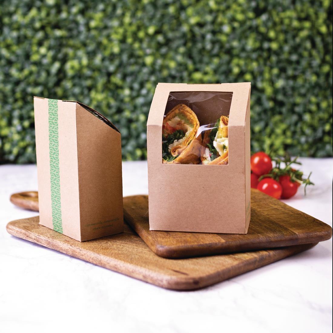 Vegware Compostable Kraft Tortilla Wrap Boxes With PLA Window (Pack of 500) - CL705  - 3