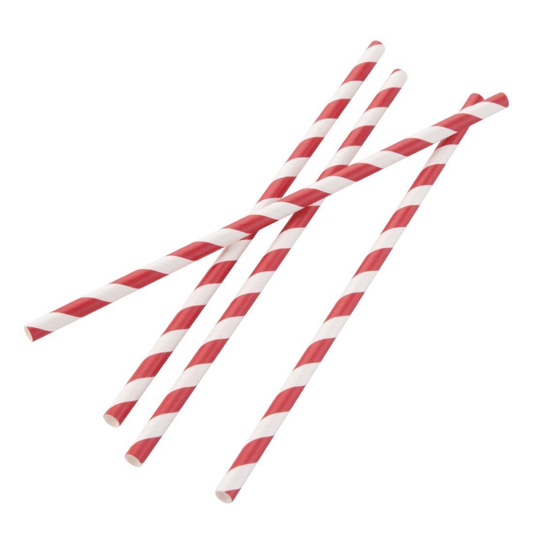 Fiesta Compostable Paper Straws Red Stripes (Pack of 250) - DE927  - 2