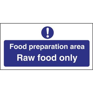 Vogue Food Preparation Area Raw Food Only Sign - L846  - 1