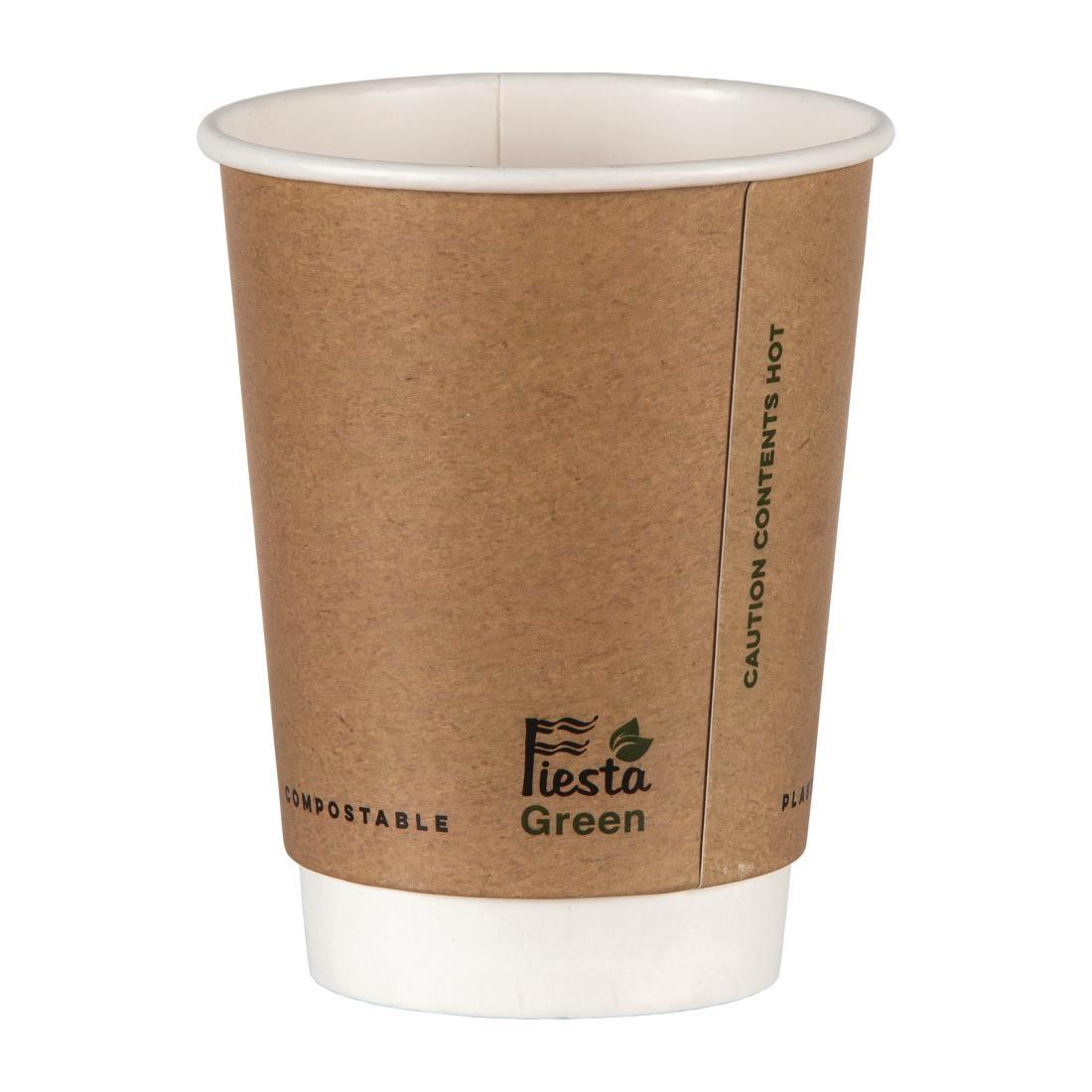 Fiesta Green Plastic-Free Compostable Hot Cups Double Wall 225ml / 8oz x 500 - FB951  - 2