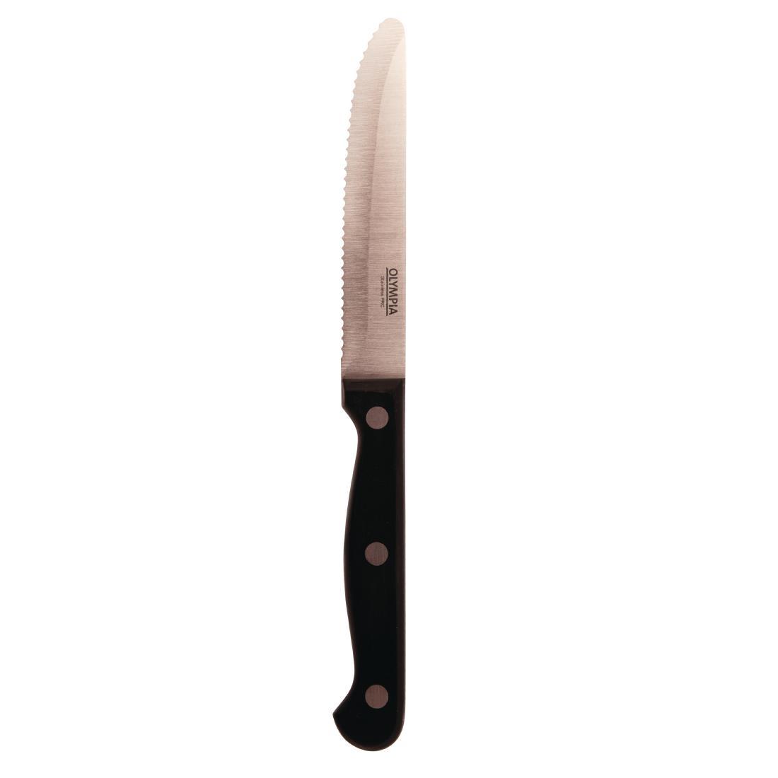 Olympia Rounded Steak Knives Black (Pack of 12) - CS716  - 2