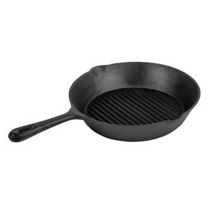 Vogue Round Cast Iron Ribbed Skillet Pan 267mm - M652  - 1