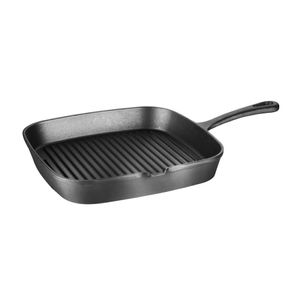 Vogue Square Cast Iron Ribbed Skillet Pan 241mm - M653  - 1