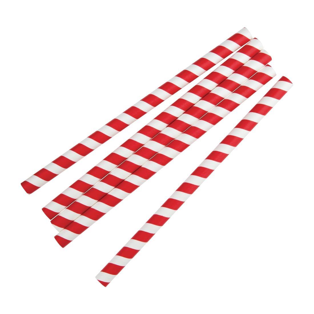 Fiesta Compostable Paper Smoothie Straws Red Stripes (Pack of 250) - FB147  - 2