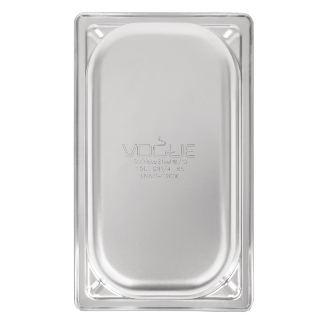 Vogue Heavy Duty Stainless Steel 1/4 Gastronorm Pan 65mm - DW446  - 6