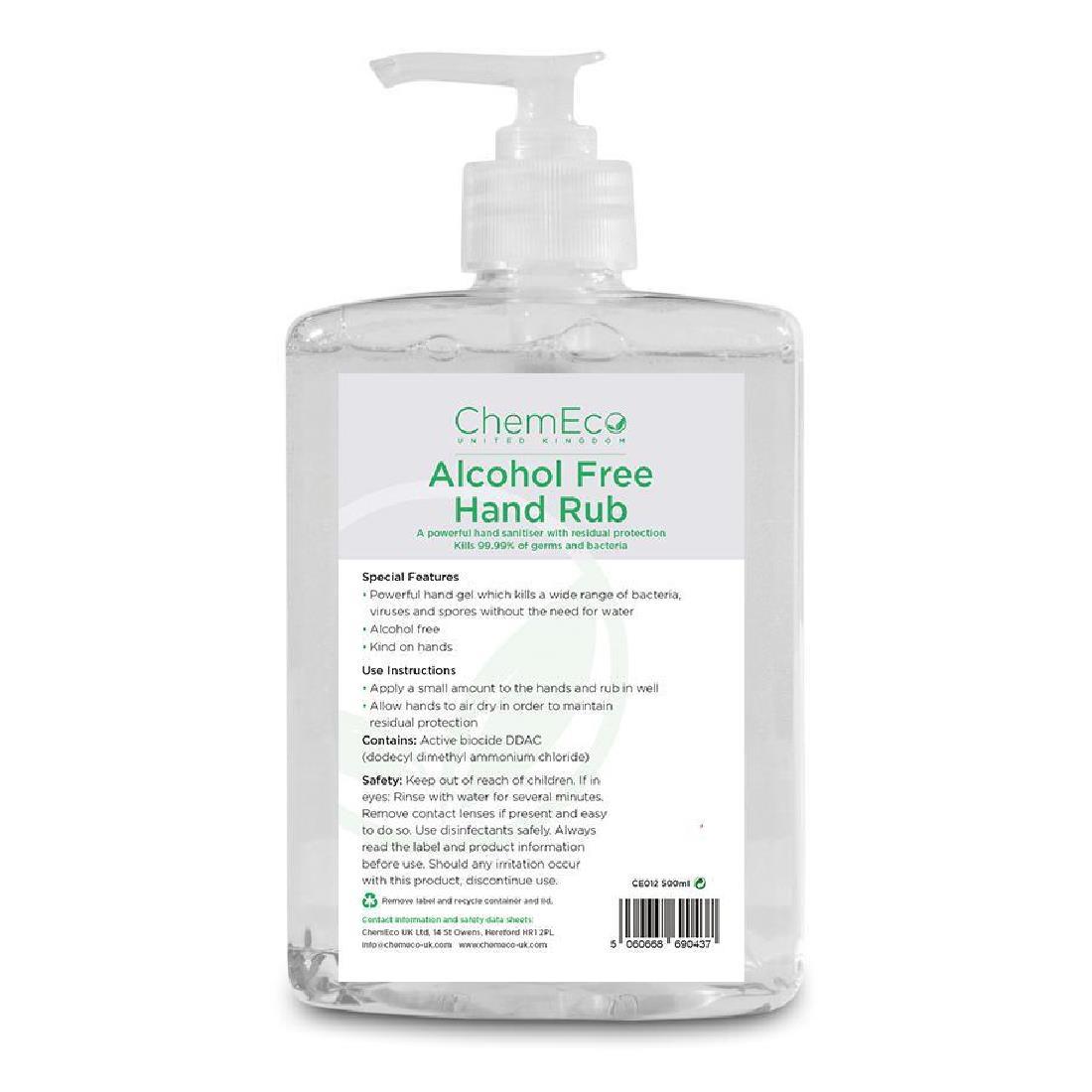 ChemEco Unperfumed Liquid Alcohol-Free Hand Sanitiser 500ml - FE951  - 1