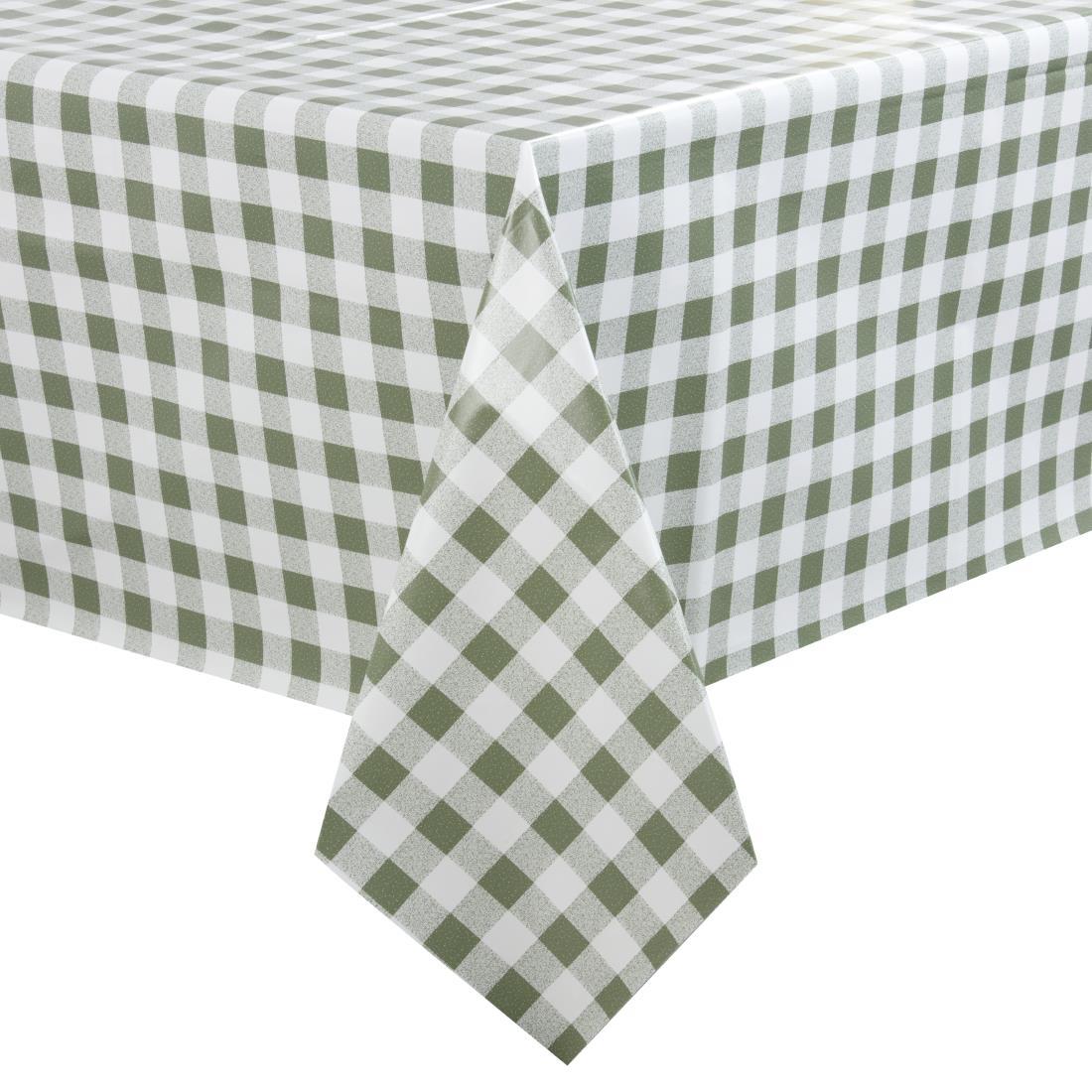PVC Chequered Tablecloth Green 54 x 90in - E663  - 1
