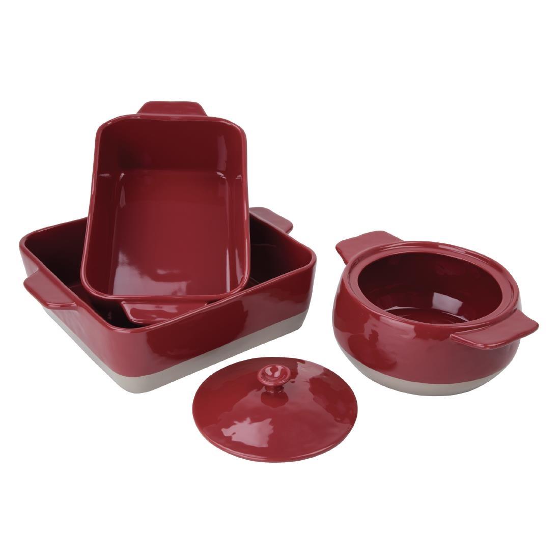 Olympia Red And Taupe Ceramic Roasting Dish - DB522  - 4