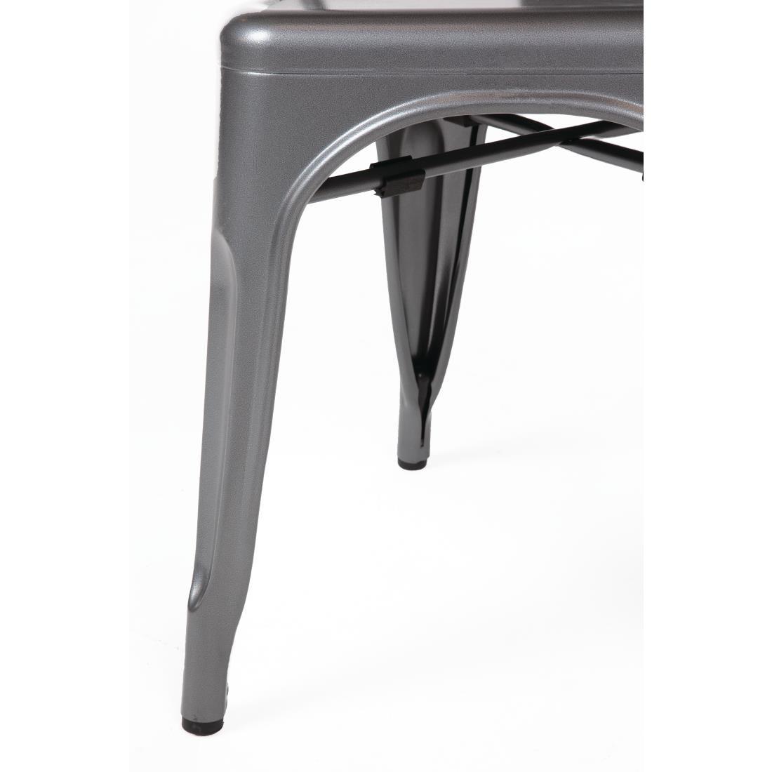 Bolero Bistro Steel Side Chairs Gun Metal Grey (Pack of 4) - GL329  - 6