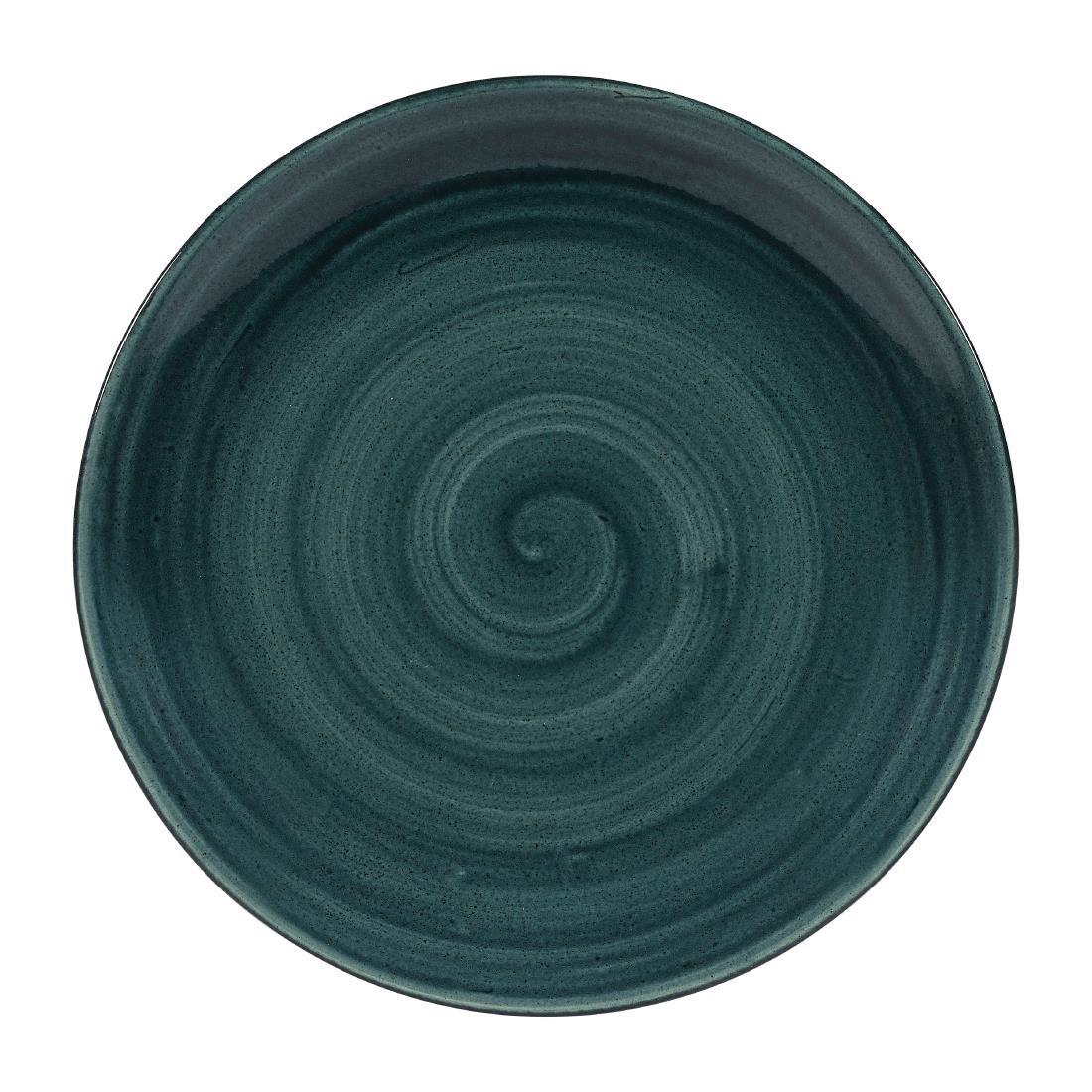 Churchill Stonecast Patina Coupe Plates Rustic Teal 260mm (Pack of 12) - FA590  - 1