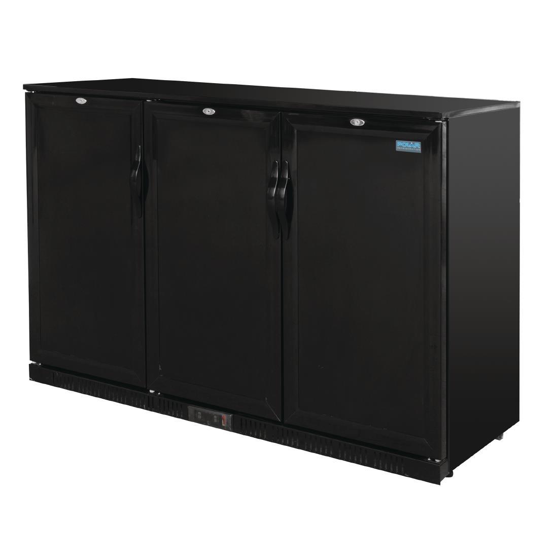 Polar G-Series 900mm Triple Solid Door Back Bar Cooler in Black 330Ltr - GL017  - 2