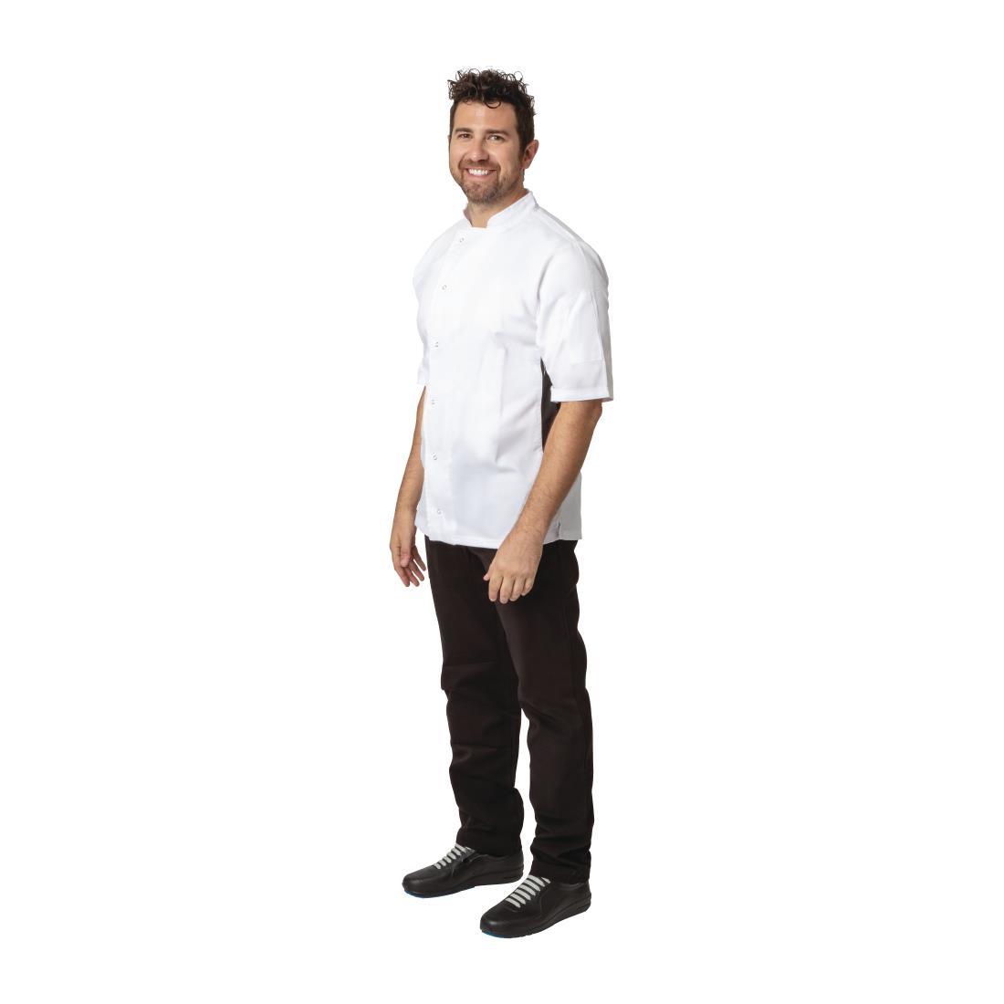 Whites Nevada Unisex Chefs Jacket Short Sleeve Black and White XS - A928-XS  - 3