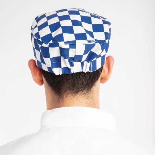 Whites Chefs Skull Cap Big Blue and White Check