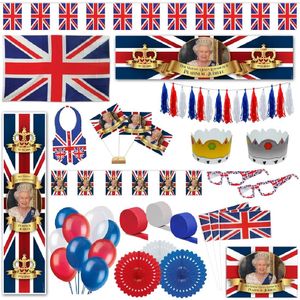 Large Queen's Platinum Jubilee Union Jack Red, White & Blue Decoration & Novelty Party Pack