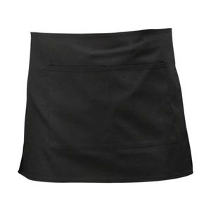 Black Short Apron W/ Split Pocket  70cm x 37cm - NA06 - 1