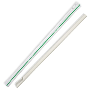BioPak BioStraw - 8mm X 210mm Individually Paper Wrapped Straw - FSC MIX (Case of 3000) - JP-PBS-8X210-SPOON-IW-UK - 3