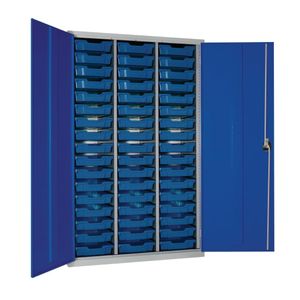 51 Tray High-Capacity Storage Cupboard - Blue with Blue Trays - HR672 - 1