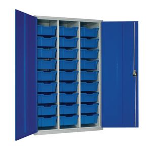 27 Tray High-Capacity Storage Cupboard - Blue with Blue Trays - HR684 - 1