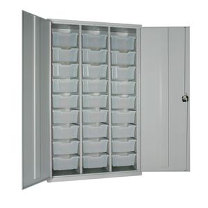 27 Tray High-Capacity Storage Cupboard - Grey with Transparent Trays - HR675 - 1