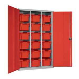 18 Tray High-Capacity Storage Cupboard - Red with Red Trays - HR694 - 1