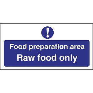 Vogue Food Preparation Area Raw Food Only Sign - L846 - 1