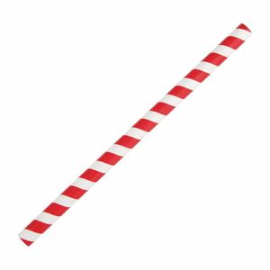 Fiesta Compostable Paper Smoothie Straws Red Stripes (Pack of 250) - FB147 - 1