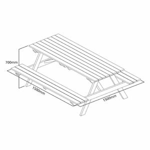 Rowlinson Wooden Picnic Bench 5ft - CG095 - 3