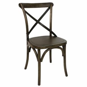 GG658 - Bolero Wooden Dining Chair with Metal Cross Backrest (Walnut Finish) (Pa - GG658 - 1