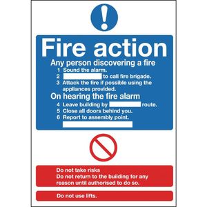 Fire Action Sign - Y919 - 1