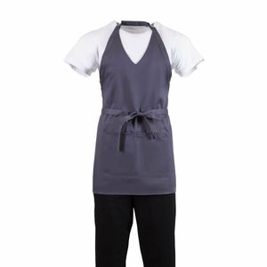 Whites V Neck Service Apron Charcoal - B422 - 1