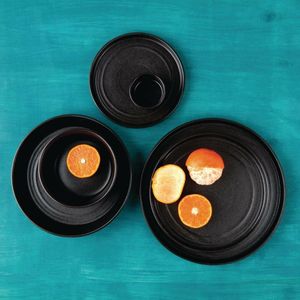 Olympia Cavolo Flat Round Bowls Textured Black 143mm (Pack of 6) - FD906 - 3
