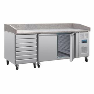 Polar U-Series Double Door Pizza Counter with Marble Top and Dough Drawers 290Ltr - CT423 - 3