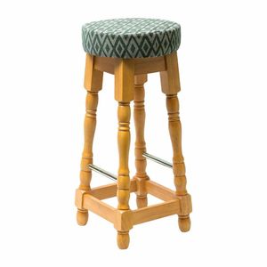 Classic Soft Oak High Bar Stool with Green Diamond Seat (Pack of 2) - 1