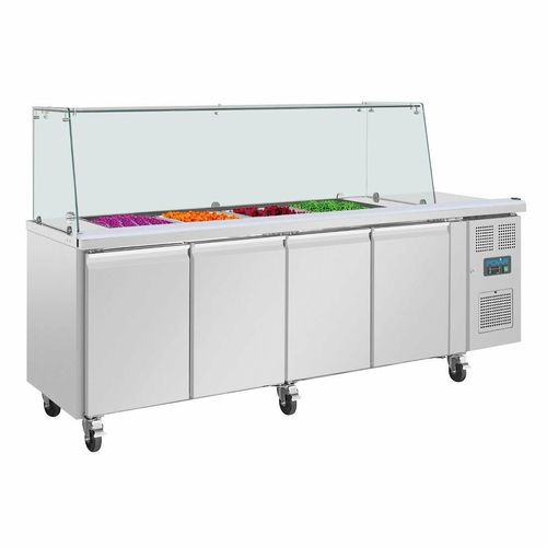 Polar U-Series GN Saladette Counter with Square Sneeze Guard 4 Door - 10
