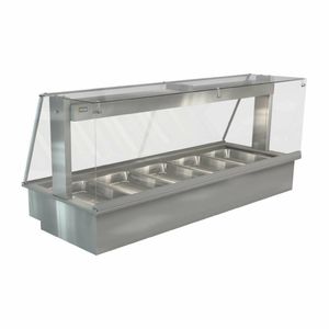 Cossiga Linear Series Drop-in Bain Marie 5x1/1GN w/Square Glass Assisted Service 1825mm - HT662 - 1