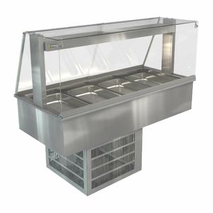 Cossiga Linear Series Drop-in Refrigerated Well w/Full Square Glass Gantry 1485mm - HT632 - 1