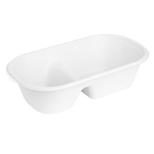 Fiesta Compostable Bagasse Oval 2-Compartment Container 900ml (Pack of 100) - HW628 - 1