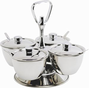 GenWare Stainless Steel Revolving Relish Server 4-Way - 1