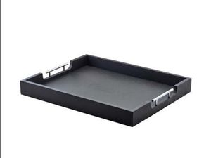 GenWare Solid Black Butlers Tray with Metal Handles 54.5 x 44cm - 1