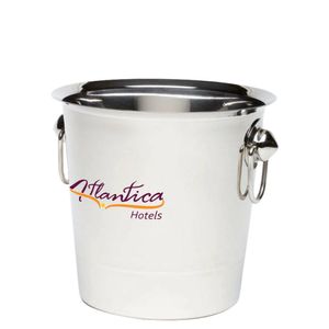 Custom Branded Stainless Steel Wine Bucket With Ring Handle (4 Litre) - 1