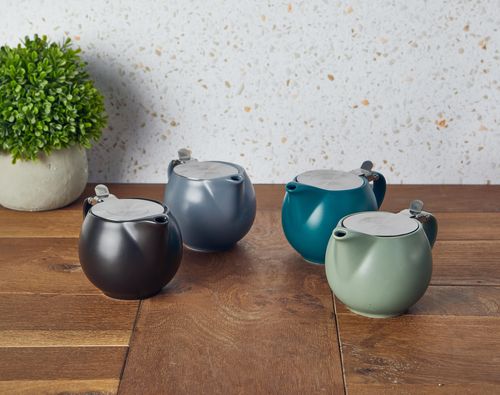 GenWare Porcelain Matt Sage Teapot with St/St Lid & Infuser 50cl/ 17.6oz (Pack of 6) - 395950MSG - 2