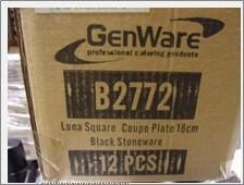 Luna Stoneware Black Square Plate 18cm/ 7 (Pack of 6) - B2772 - 7