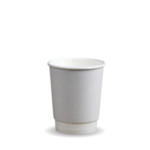 BioPak 8oz White Double Wall Compostable Hot Cups (Pack of 500) - BC-8DW-W-UK - 1