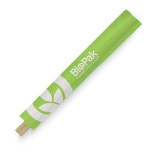 BioPak 21cm Individually Wrapped Wooden Chopsticks (Pack of 3,000) - HY-21CS IW-UK - 1
